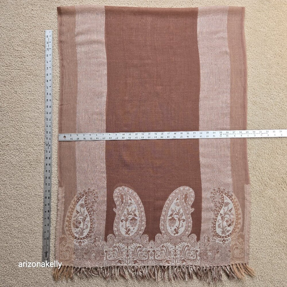 Wool Lightweight Woven Stripe Neutral Tan Brown Italy